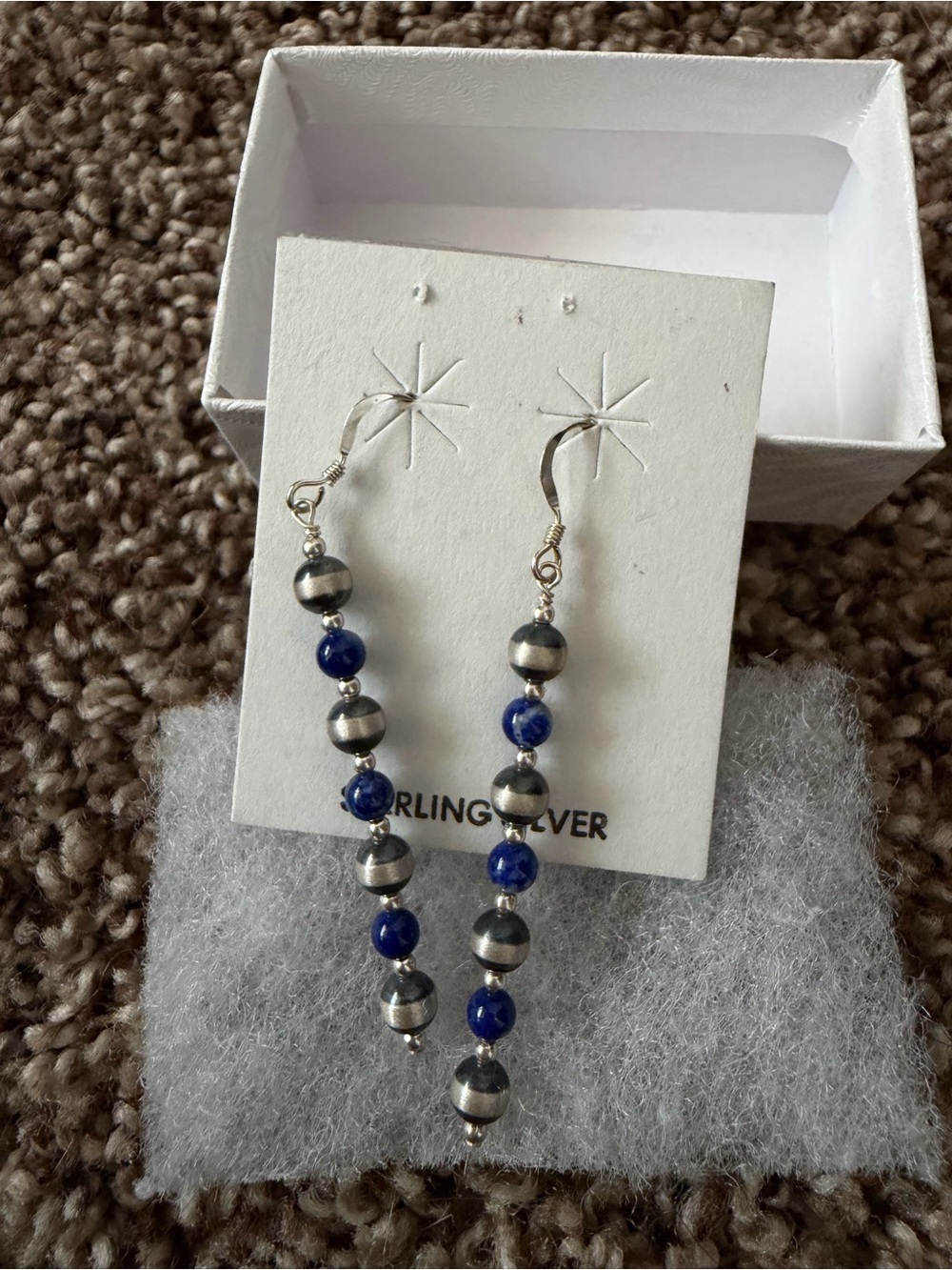 Blue Beaded Dangle Earrings